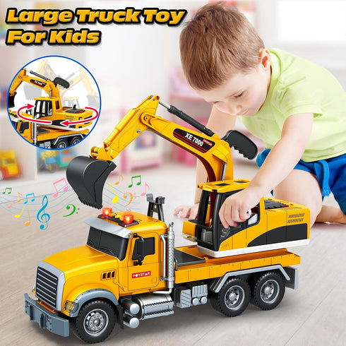 3 4 5 6 7 8 15" Bstoyder Kids Toys for Years Old Boys, Excavator Truck Toy with Lights, Sounds, Toddler Friction