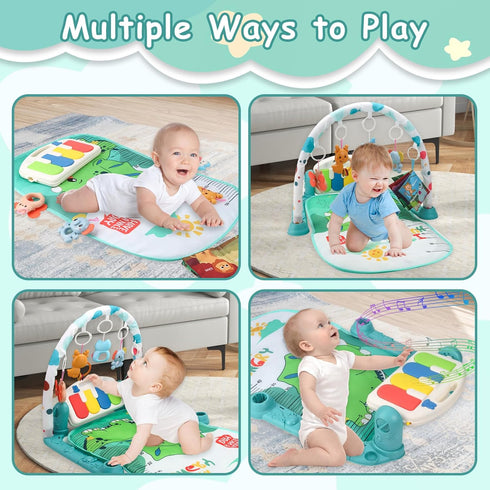 Tummy BOMPOW Baby Play Gym Mat, Play Activity Mat with Music and Lights, Piano Gym, Early Development Baby Gift