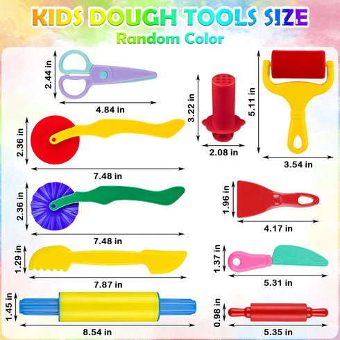 Set 10 Set Dough Play Tools for Kids, PCS Basic Dough Starter with Pizza Cutters, Safety Scissors, Rolling Pin, Roller