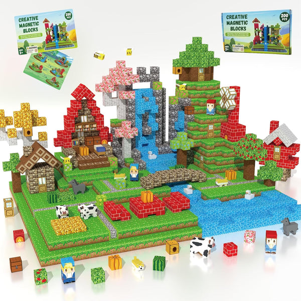 Oryvold 200 PCS Magnetic Blocks - Upgraded STEM Building Toys for Kids Featuring
