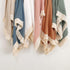Muslin Cotton Baby Receiving Blanket with Fringe, Boho Bohemian Tassels, Nursery Decor, Boy or Girl Unisex Swaddle
