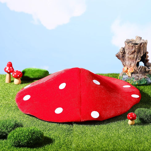 (40cm*40cm) NUOBESTY Kids Mushroom Hat Costume Accessory Red Plush Mushroom Hat Cartoon Party Costume for Festival