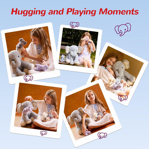 5 1 Mommy 4 Set 3 4 5 6 7 8 9 Pieces Elephant Stuffed Animals for Girls, Elephant with Babies Soft Plush Toys Gifts