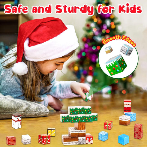 3 4 5 6 7 8 9 10 Set Magnetic Blocks Building Toys for Kids: Build Mine Christmas Magnet World for Boys Girls Ages