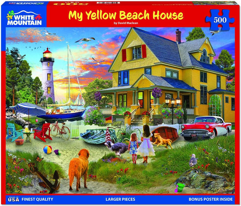 White Mountain Puzzles - My Yellow Beach house - 500 Piece Jigsaw Puzzle