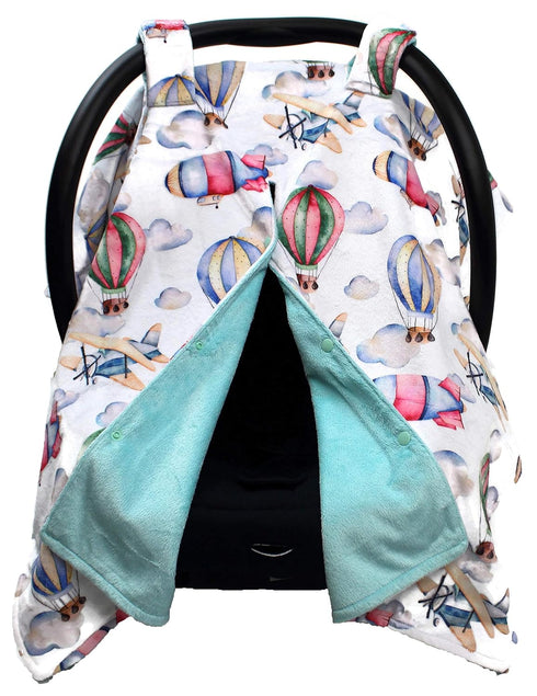 Dear Baby Gear Deluxe Car Seat Canopy - Infant Car Seat Cover - Opal Blue 40"x30" - Covers for Car Seats (Airplanes,