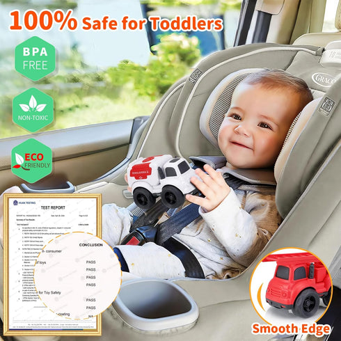 2 3 3 1 2-4, Toddler Toy Cars for Year Old Boy, in Police Car Firetruck Toys and Ambulance for Toddlers, BPA Free