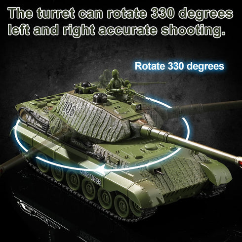 Bvrorere WW2 1:28 9 6 7 8 9 10 RC Tank, Remote Control German King Tiger Army Tank Toys, Scale Channels RC Military