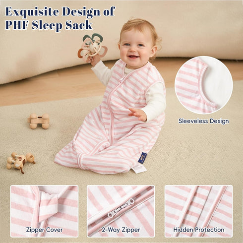 0-6 100% 2-Way 0.5 3 Pack, PHF Soft Baby Sleep Sack Months Cotton Baby Wearable Blanket, Zipper TOG Toddler Sleeping