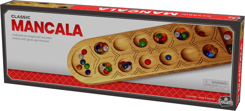 Classic Mancala Game - Full-Sized Wooden Board with Exquisite Detail for 2 Players