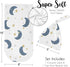 Set Sweet Jojo Designs Moon Star Baby Boy Girl Cocoon and Beanie Hat Jersey Stretch Knit Sleeping Bag Infant Newborn