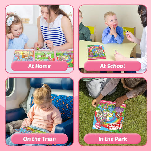Magnetic Puzzles for Toddlers 3-5, 36 Pieces Travel Games for Kids, Airplane Car Road Trip Activities for 3-6 Year Olds