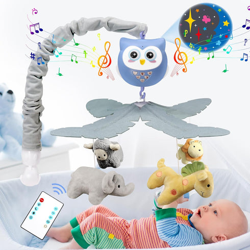 Baby Crib Mobile with Music and Lights for Boys Musical Mobile Animals
