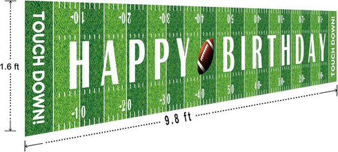 Large Football Happy Birthday Party Banner, Game Day Sports Party Decorations, 9.8 x 1.6 feet