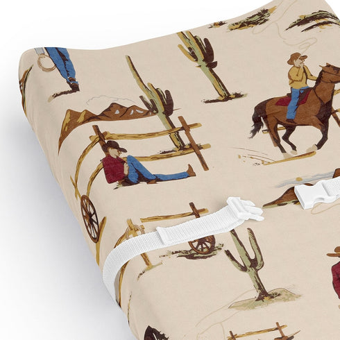 Country Sweet Jojo Designs Tan Brown Western Cowboy Boy Baby Changing Pad Cover Sheet Infant Newborn Diaper Table