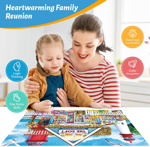 ZSYCZAO 500 20.5 15 Piece Puzzle for Adults Coastal Flowers and Ocean View Jigsaw Puzzle for Family and Adults Relaxing