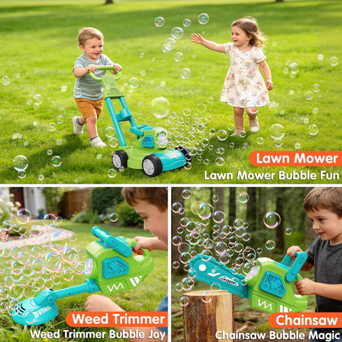 CRATIVWOOD 3-in-1 10 3-8, Summer 3 4 5 6 7 8 Bubble Lawn Mower for Kids, Bubble Machine Blower with Bubble Solution