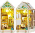 DIY Book Nook Kit, 3D Wooden Puzzle Bookshelf Insert Decor with LED Light, Miniature Dollhouse Kit for Teens and Adults