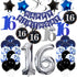 16th Birthday Decorations for Boys and Girls, Dark Blue HAPPY BIRTHDAY Banner, Silver Number 16 Balloons