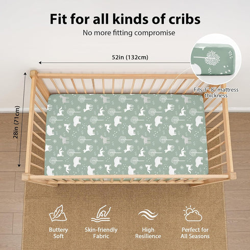 3 Pack 52x28 Baby Crib Sheets for Boys and Girls, Fitted Crib Sheets Neutral for Standard Crib and Toddler Mattresses