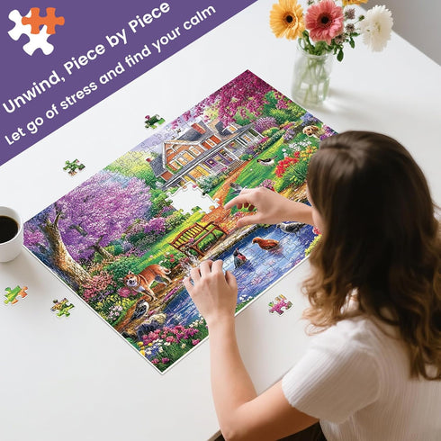 Nitktaia 300 Gifts,20.5*15In Piece Puzzles for Adults,Spring Jigsaw Puzzle for Kids Seniors,Puzzle with Letters on