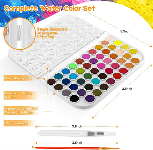 Taotree Watercolor Paint Set, 48-Color Watercolors Cake & a Brush a Refillable Water Brush Pen, Painting Supplies Gifts Trendy Stuff, Easter Basket Stuffers for Teens Kids Adults Beginner Artists by Taotree
