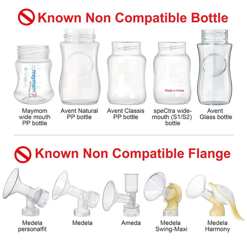 Maymom Bottle Thread Changer - Compatible with Spectra 9 Plus S1 S2 Flange, 4pc/pk for Lansinoh Mam Pigeon Bottle