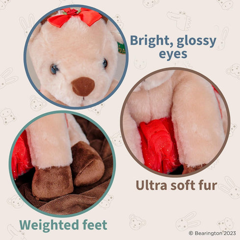 Bearington Dazzling Dancer Ballerina Plush - 13 Inch Stuffed Reindeer, Christmas Stuffed Animal