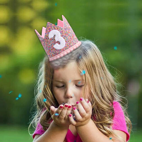 Rainbow Crown for 3rd Birthday Party, Glitter Birthday Crown, Birthday Hats for Kids, Baby's Birthday Photo Props