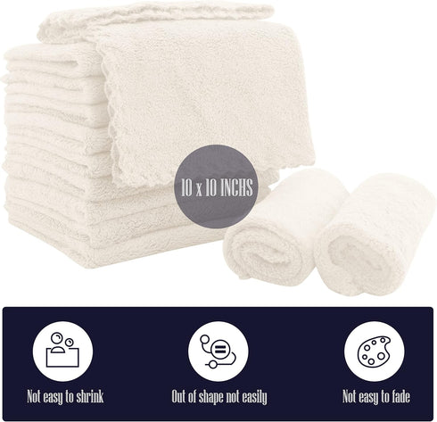 16 Pack 10x10 Inch Baby Washcloths - Luxury Coral Fleece - Extra Absorbent and Soft Wash Clothes for Newborns, Infants