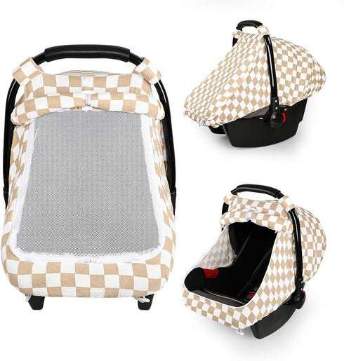 DILIMI Car Seat Covers for Babies, Muslin Cotton Baby Car Seat Cover with