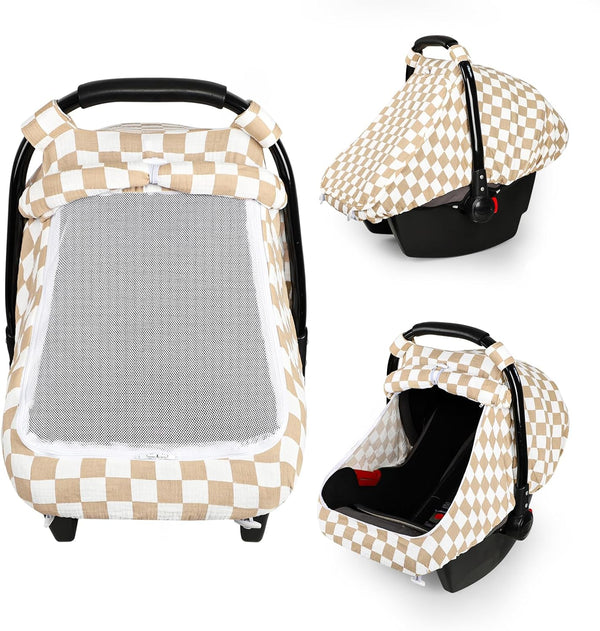 DILIMI Car Seat Covers for Babies, Muslin Cotton Baby Car Seat Cover with