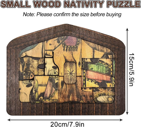 Wooden Jesus Nativity Puzzle Statue with Wood Burned Design, Educational Wooden Puzzles for Kids and Adults