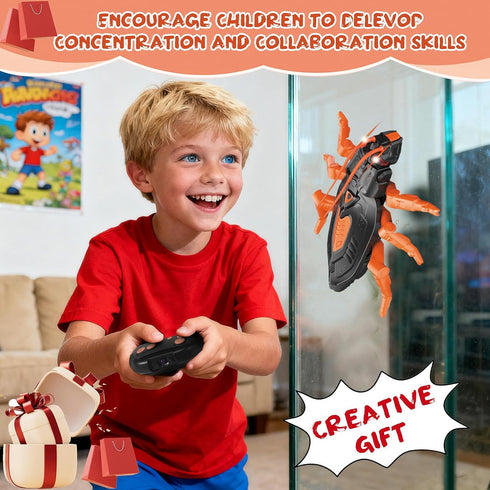 6-12 Wall Crawler Cockroach RC Toy, Creepy Crawly Remote Control Robot for Kids, Climbs Walls, STEM Toys Halloween