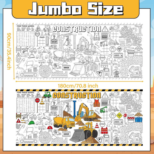 Construction Giant Coloring Poster for Kids Large Coloring Tablecloth Big Paper Sheets Page Dump Truck Table Cloth DIY