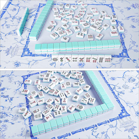 (31.5 31.5) TIASUSAN Large Blue Mahjong Mat x with Black Carrying Bag, Anti-Slip, Noise-Reducing Table Cover
