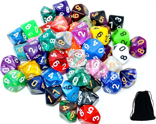 SmartDealsPro 50-Pack D6 D12 D20 6 12 20 Sided Dice Polyhedral Dice