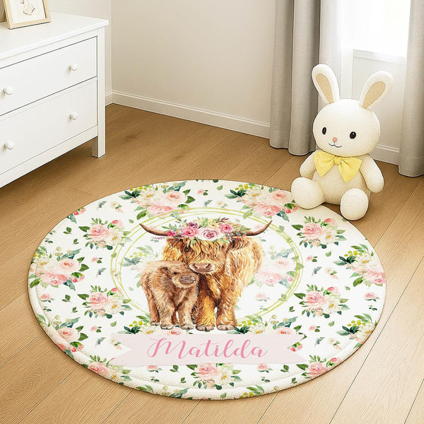 Naseagleeye Personalized Baby Rug with Name Custom Nursery Rug for Girls, Soft Baby