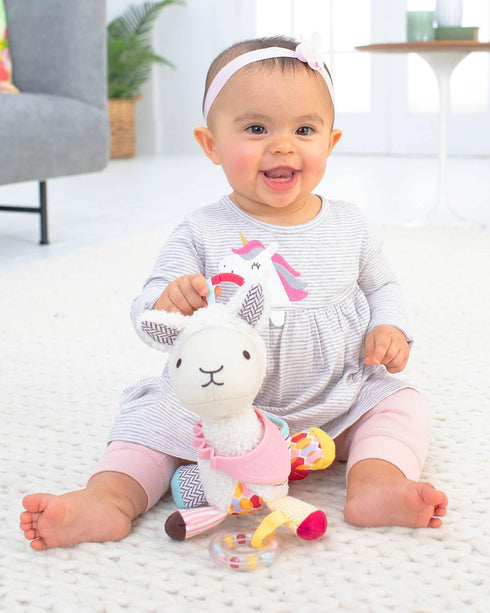Skip Hop Bandana Buddies Baby Activity and Teething Toy with Multi-Sensory Rattle and Textures, Llama