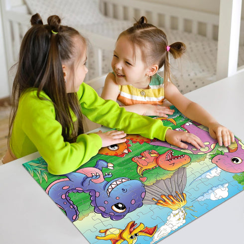 100 Nattork Jigsaw Puzzles Pieces for Kids Youth Dinosaur Puzzle - Pieces Fit Together Perfectly