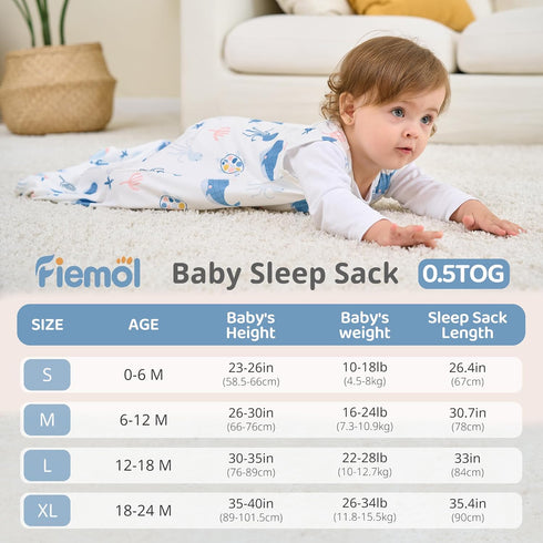 0-6 0.5 2-Way 2 Pack, Baby Sleep Sack Months, TOG Wearable Blanket for Baby Boy and Girl, Zipper Newborn and Infant