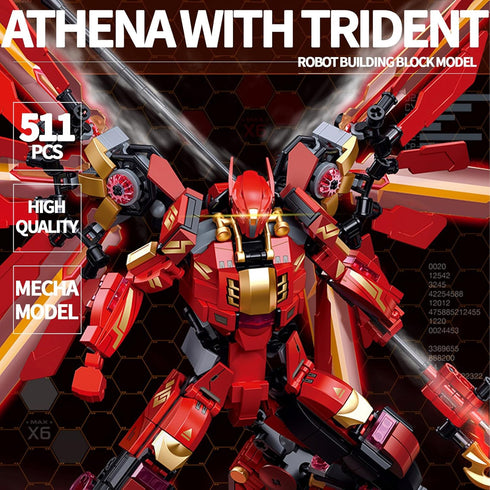LQPFBSM Set 511 Halberd Red Mecha Building Pieces Winged Robot Action Figure with Weapon Fully Articulated Warrior