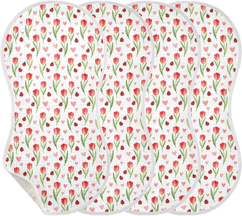 decor gift 4 Pack 22x11in Cotton Baby Muslin Burp Cloths Easy Care Flower Mothers Day Cloths spit up rag for Unisex boy
