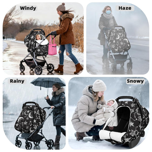 Winter Car Seat Cover Baby, GFU Warm Carseat Cover for Babies, Universal Infant Car Seat Canopy Waterproof, Cold