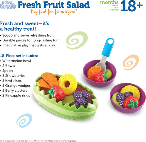 1-3, Sets, Learning Resources New Sprouts Fresh Fruit Salad - Realistic Play Food for Toddlers Preschool Learning Toys