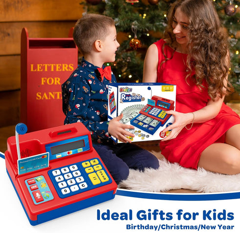 103 3, 4, 5, 6 7 8+ Calculator Cash Register - Pcs Toy Cash Register, Microphone, Credit Card and Banking for Kids