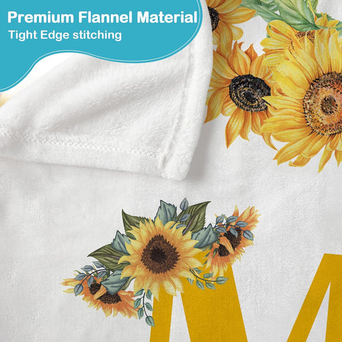 CusCosCes Ships Next Day, Personalized Baby Blanket Custom Baby Blanket for Girls Boys Sunflower Baby Name Blanket