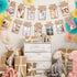 Whaline 1st Birthday Baby Photo Banner for Newborn to 12 Months, Monthly Milestone Bunting Garland Decoration (Kraft)