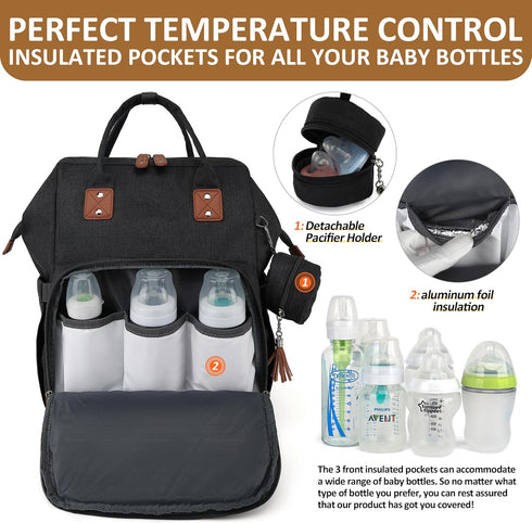 Backpack Diaper Bag for Baby Girl Boy Travel, Unisex Design with Pacifier Case, Theft Pocket, Changing Pad, Durable