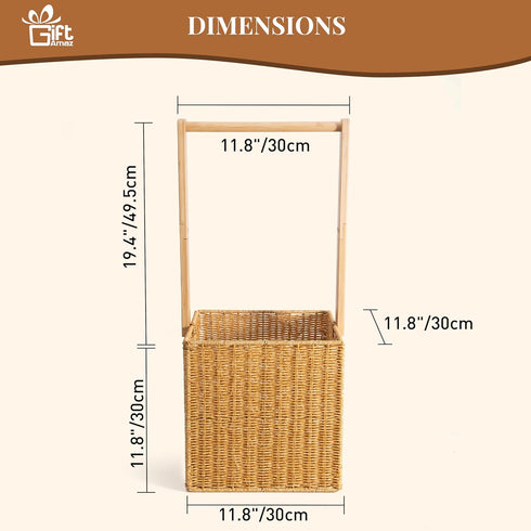 Closet, GiftAmaz Baby Shower Crate Large Hand-Woven Rattan Storage Crates with Handle, Baby Shower Gifts, Baby Welcome